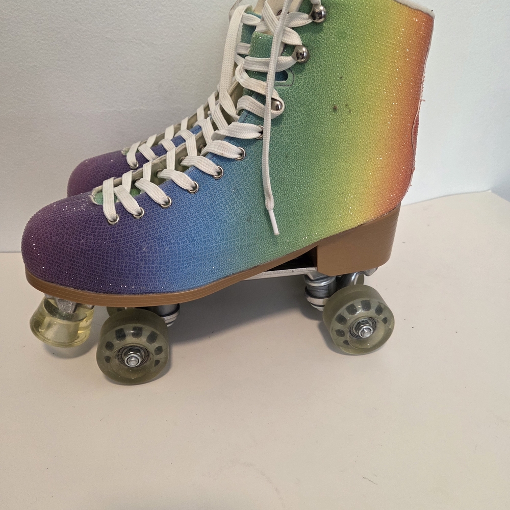 Cosmic Rainbow Pride Disco Retro Skates MultiColor Rhinestone Roller Skate sz13 - Picture 6 of 16